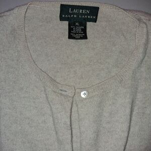 Ralph Lauren Cream Cashmere Crewneck Cardigan